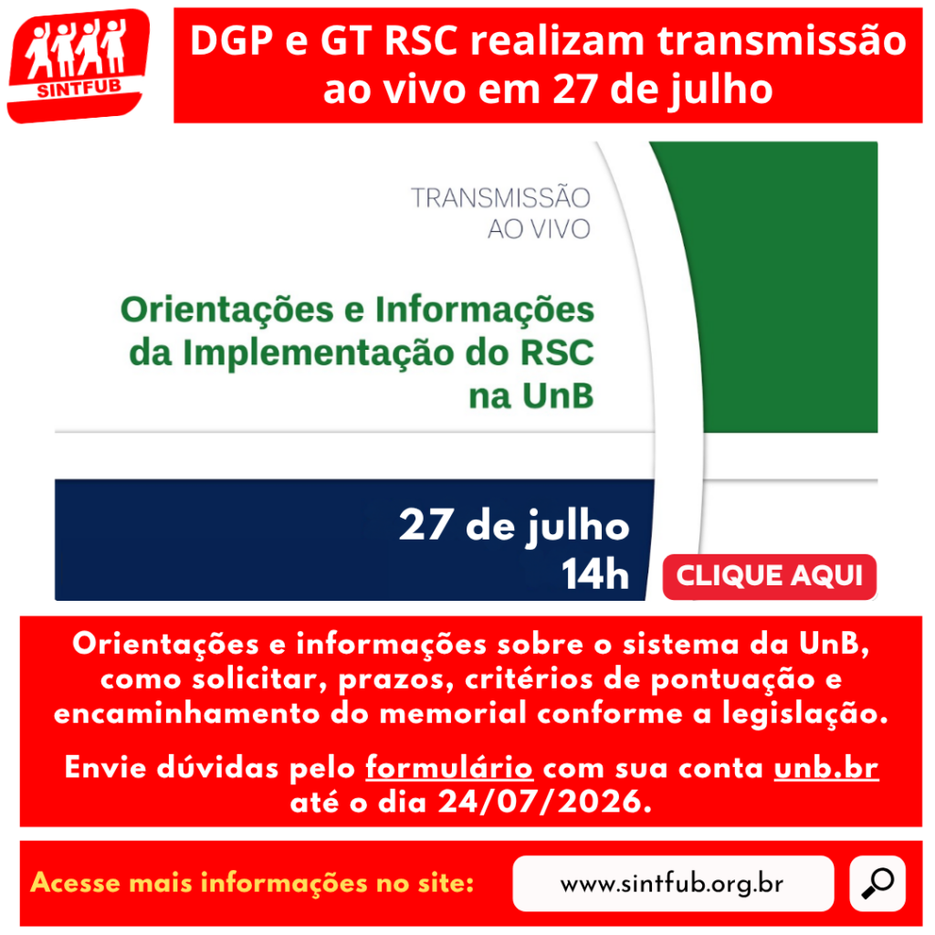 DGP e GT RSC realizam transmissão ao vivo em 27 de julho